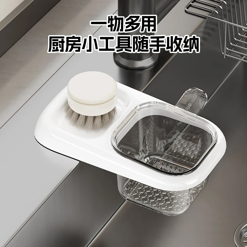 吸盘水槽边沥水篮家用厨房过滤剩菜残渣专用水果清洗水龙头置物架 - 图1