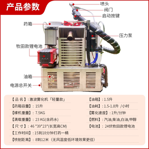 激波雾化水雾打药机冷雾机弥雾机农用汽油打药机电动喷雾器消毒机 - 图2