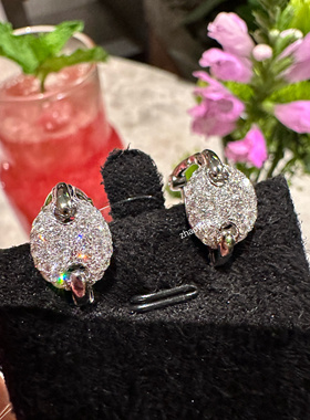 18k金镶钻 猪鼻子耳扣 轻奢高级感