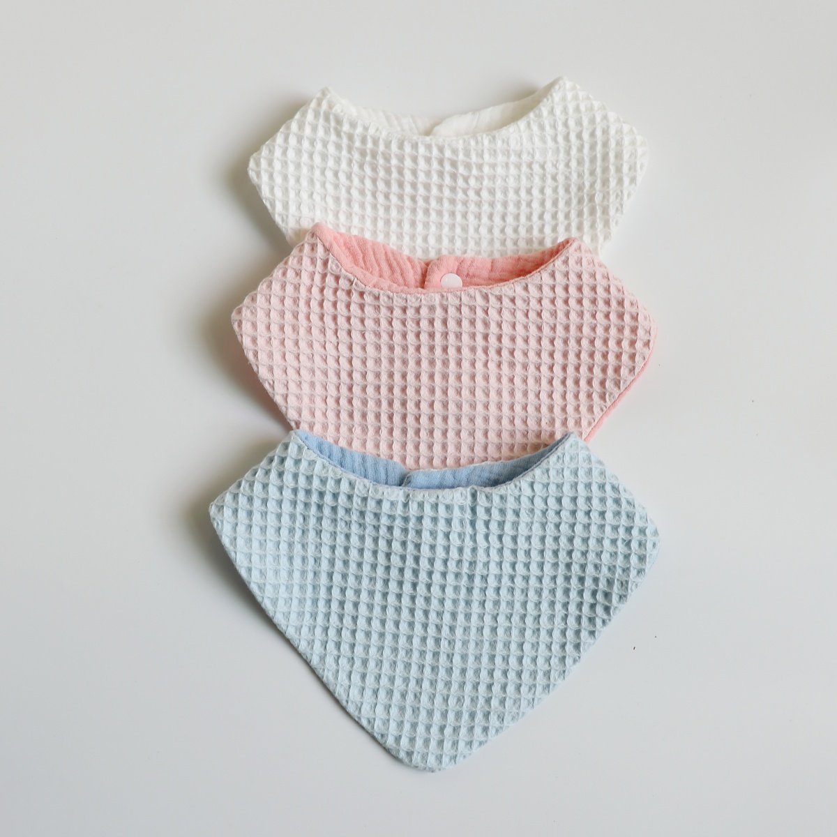 韩国宝宝三角巾纯棉华夫格莫兰迪色系婴儿口水巾防吐奶围兜假领子,淘宝优惠券,粉丝福利购,淘宝优惠卷