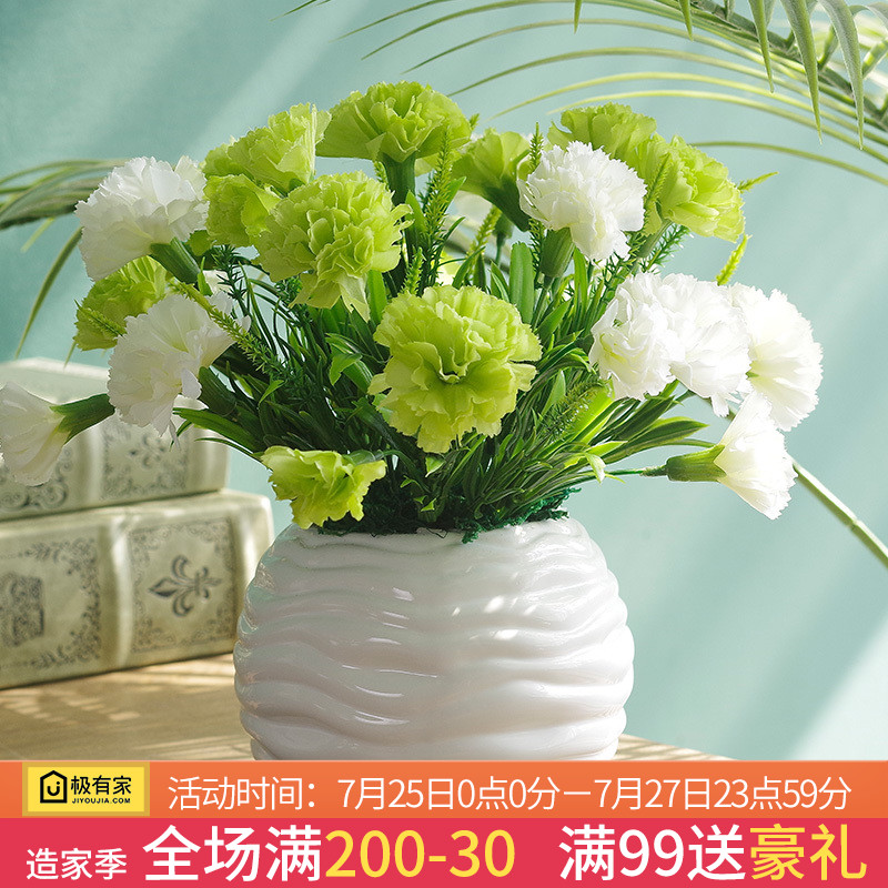 康乃馨模擬花假花套裝客廳擺設辦公室擺件小盆栽裝飾花藝假花擺件