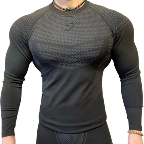 GYMSHARK Onyx2.0鲨鱼男士超级英雄健身训练运动背心长袖紧身衣 - 图3
