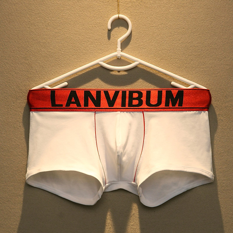 LANVIBUM男士撞色棉质港风简约低腰凸大囊袋平角内裤性感商务特价 - 图0