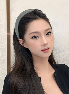 宽边高颅顶灰色发箍头饰女款2026新款日常外戴洋气时尚发卡头箍