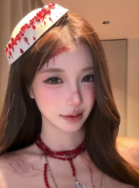 血泪玫瑰~万圣节红色水钻小礼帽发夹女头饰cos装扮道具暗黑哥特风