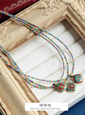 漫游记多彩串珠男女项链波西米亚