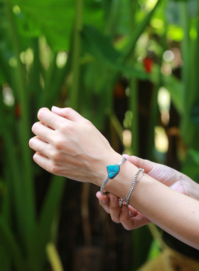 漫游记新品绿松戒指手镯