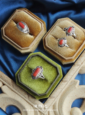 漫游记女纯银复古宫廷风红色戒指