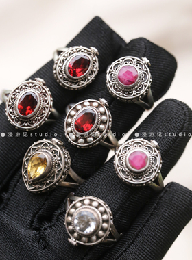 手工925银可打开嘎乌盒吊坠戒指