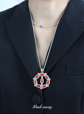 红宝石s925尼泊尔吊坠项链民族风