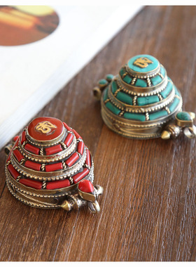 尼泊尔手工吊坠镶嵌绿松石diy