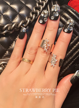 微镶钻橄榄枝日韩风饰品戒指