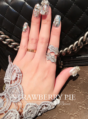 镶钻树叶日韩风饰品戒指baby同款