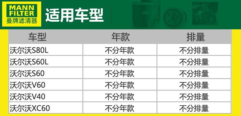 适配沃尔沃S80L S60L XC60 V60 V40汽油滤曼牌汽油滤芯格滤清器-图1