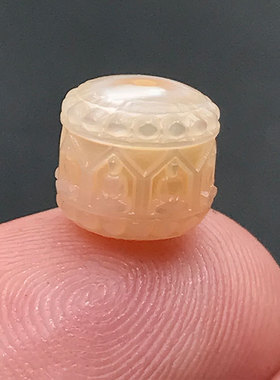 9MM天然淡水珍珠老型珠无相佛精工雕刻珍珠DIY文玩手串配件顶腰珠