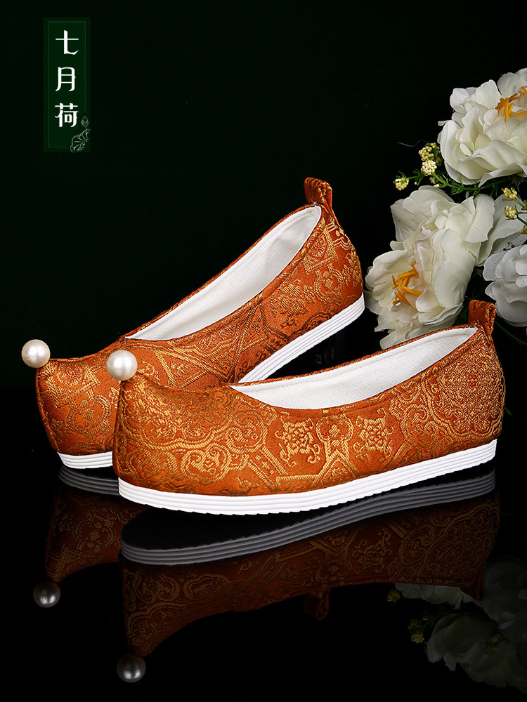 七月荷【洛桑】汉服鞋古风平跟软底鞋明制马面复古女布鞋翘头增高,淘宝优惠券,粉丝福利购,淘宝优惠卷