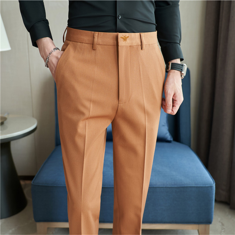 墨绿色潮流西裤男长裤商务修身小脚直筒痞帅西装裤时尚刺绣休闲裤,淘宝优惠券,粉丝福利购,淘宝优惠卷