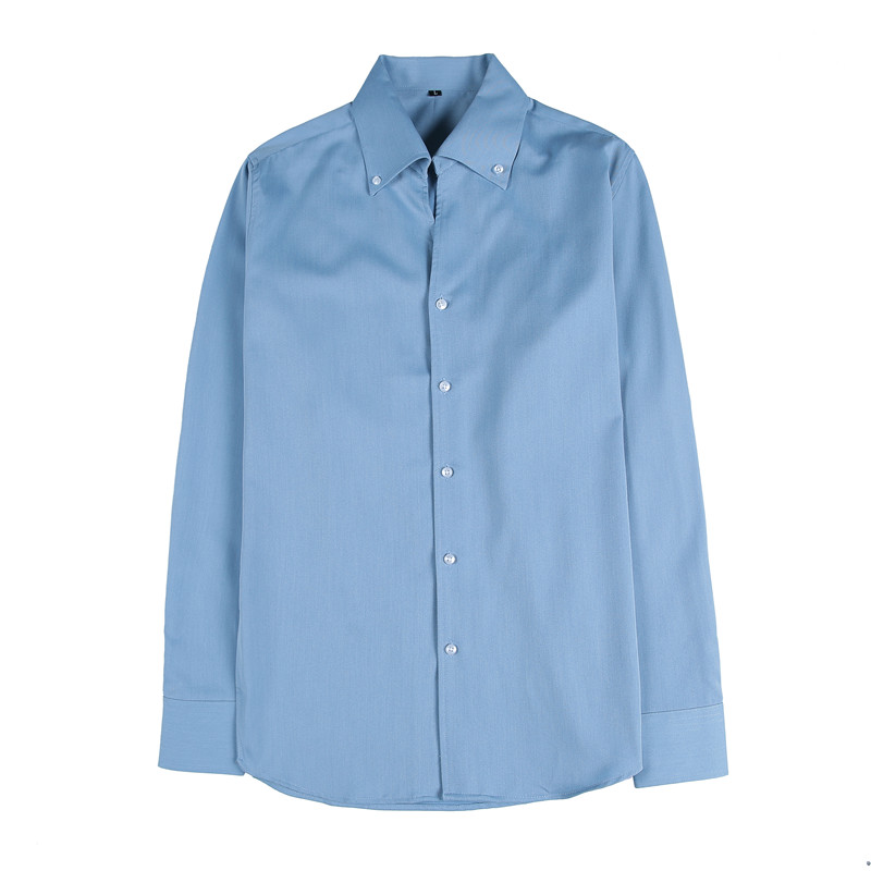 那不勒斯时尚法式大V领衬衫男士长袖高级感修身痞帅立领休闲衬衣 - 图3