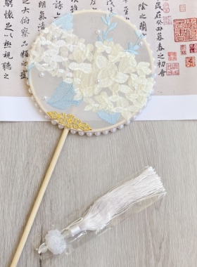古风刺绣团扇成人儿童走秀宫扇