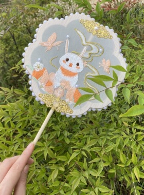 儿童团扇古风汉服刺绣扇子