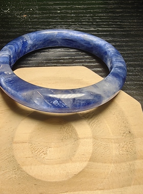 天然蓝晶手镯干净无铁锈57.2圈口已出证书一物一图所见所得有视频