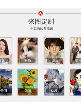 萌宠数字油画DIY宠物画像猫狗肖像画装饰画定制手绘装饰画创意礼