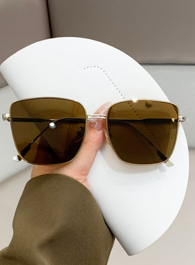 遮阳方形时尚墨镜女大框金属