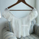 Sexy ຮ້ອນສາວແບບບໍລິສຸດ lust ສີຂາວ off-shoulder lace top