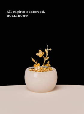 逅里「富吉安」新中式清供国风小摆件聚宝盆书架入户玄关高级装饰