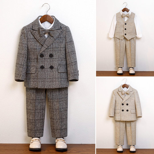 男童小西装套装秋冬男宝宝周岁生日宴礼服帅气花童演出服儿童西服