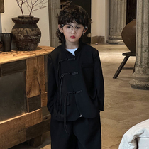 New Chinese boy Tang Costume Autumn Handsome Qi Guofeng Boy Hanfu Suits Zhongshan Suits Children Walking Show Performance