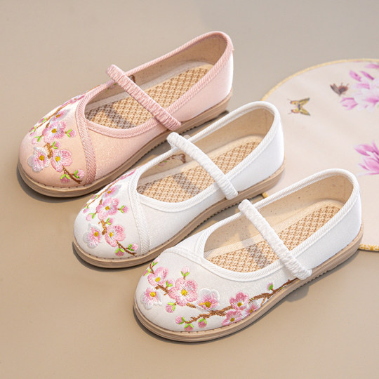 女童汉服鞋子古风儿童绣花鞋古装民族国风宝宝老北京手工唐装布鞋