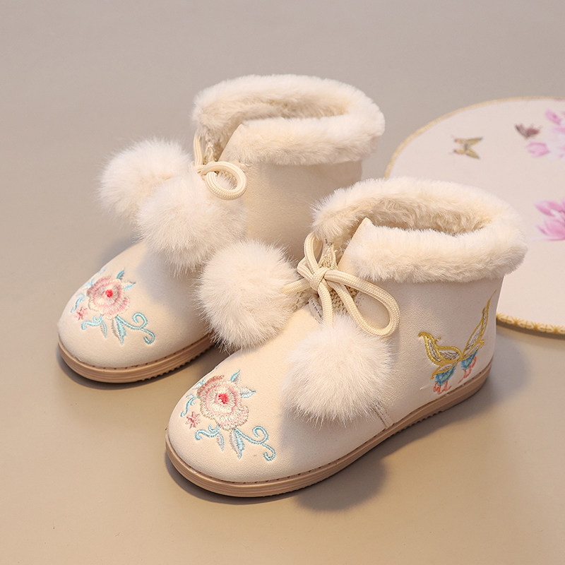 女童汉服鞋冬款古风加绒汉服靴子古装国风儿童绣花鞋手工拜年棉鞋,淘宝优惠券,粉丝福利购,淘宝优惠卷