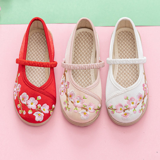 女童汉服鞋子古风儿童绣花鞋古装民族国风宝宝老北京手工唐装布鞋
