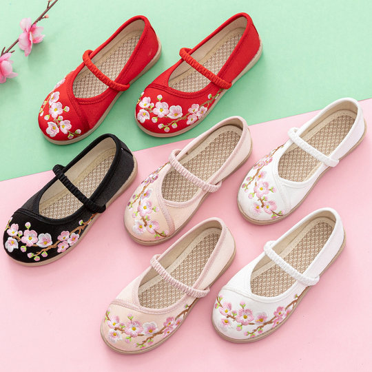女童汉服鞋子古风儿童绣花鞋古装民族国风宝宝老北京手工唐装布鞋