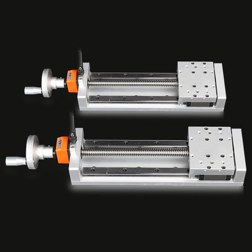 手动滑台直线模组T型滚珠丝杆手摇数显XYZ微调十字精密导轨S100 - 图1
