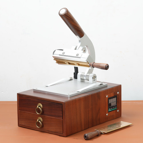 皮具烫金机多功能烙印压印机复古胡桃木手动箱体式手工热压机 - 图2