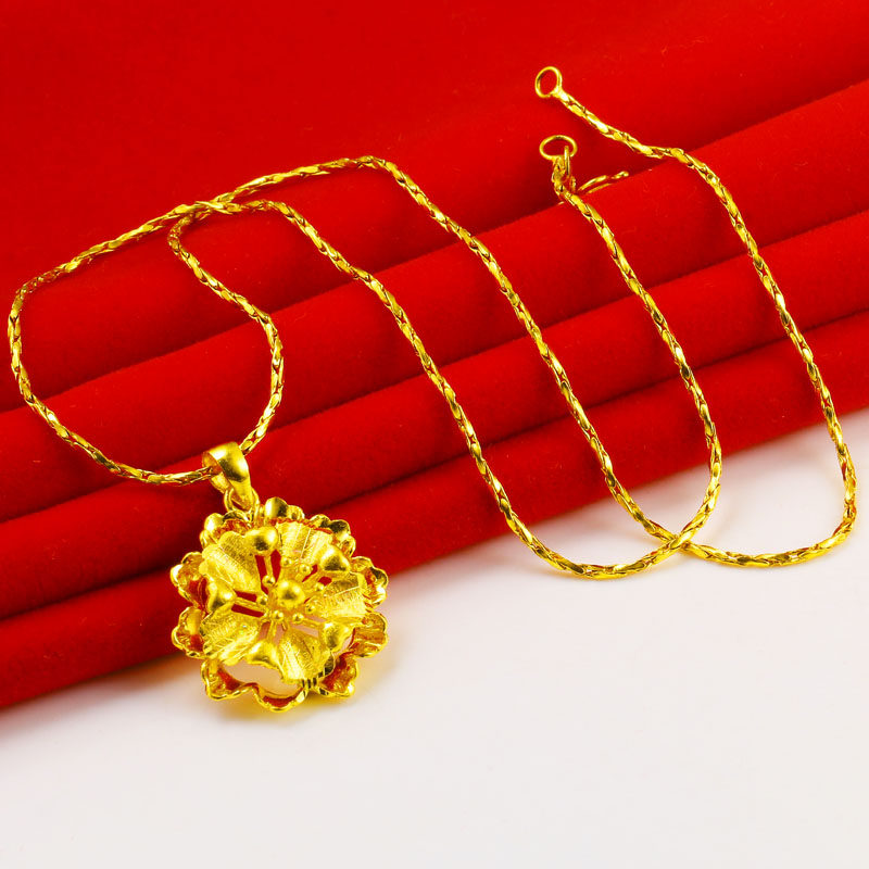正品女款9999大花朵纯金坠子吊坠 千影珠宝颈饰