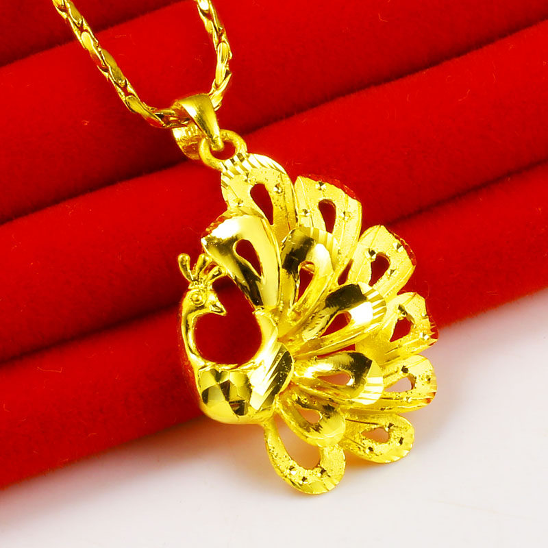 正品9999足金女款结婚24k金吊坠 千影珠宝颈饰