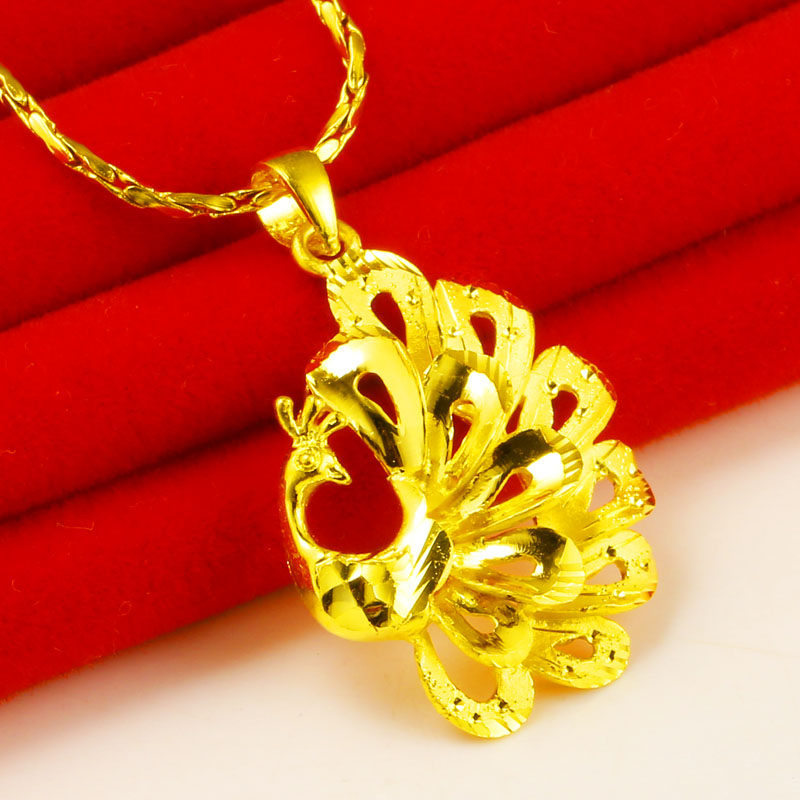 正品9999足金女款结婚24k金吊坠 千影珠宝颈饰