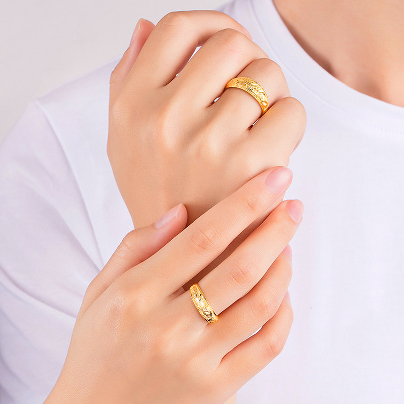 正品9999足金龙凤戒男女士一对指环 千影珠宝手饰