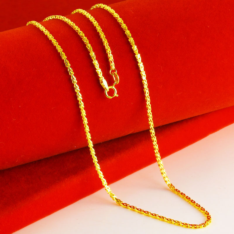 正品9999足金女款au750粗纯金素链 千影珠宝颈饰