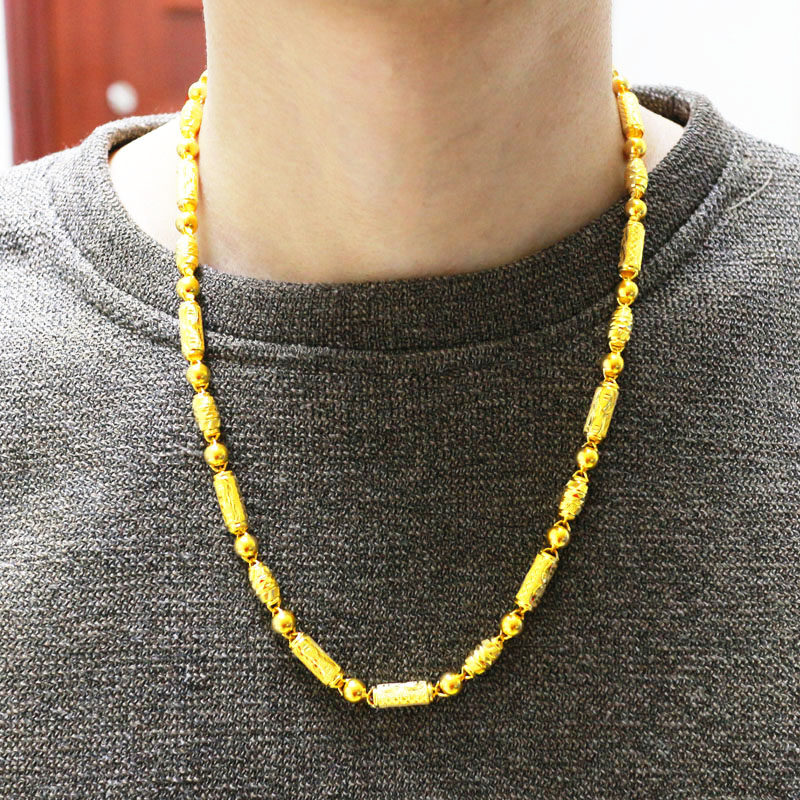 正品9999足金男女款结婚圆柱项链 千影珠宝颈饰