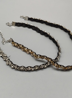 中古风银色咖色水晶项链女小众设计感轻奢气质百搭锁骨链废土风