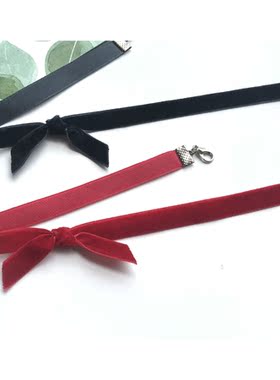 choker韩版红格子打结项圈锁骨链
