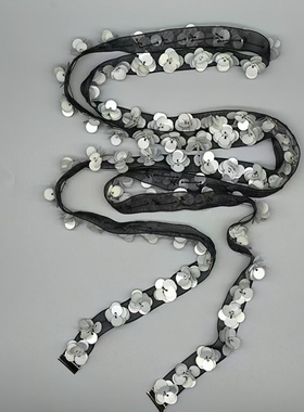 搭配款~重工质感时髦花朵钉珠网纱装饰围巾手工串珠锁骨链choker