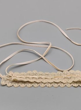 系带蕾丝choker颈链绑带杏色无扣颈圈宽边颈带无金属遮颈纹项圈女