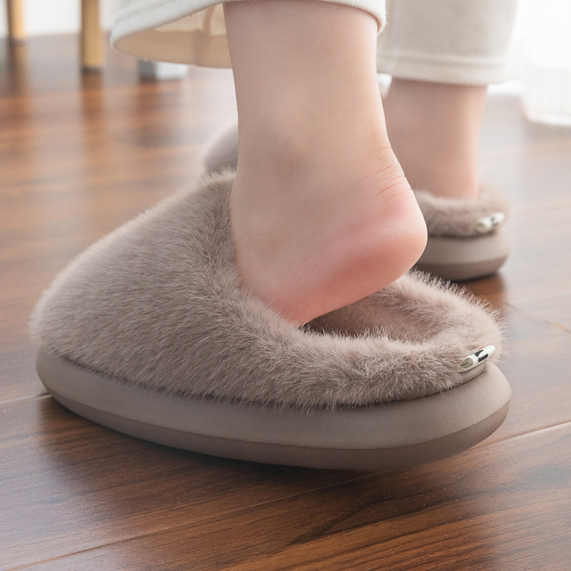 踩屎感棉拖鞋男秋冬季2025新款室内家居毛绒保暖厚底包头毛拖鞋女,淘宝优惠券,粉丝福利购,淘宝优惠卷