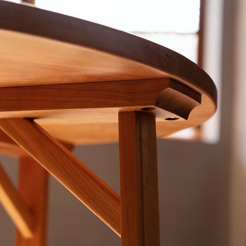 MUMO木墨 厚圆桌 现代樱桃木黑胡桃餐厅实木圆桌小户型餐桌4-6人 - 图2