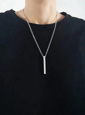 ins一字竖条Y字项链镀金钛钢韩版气质时尚百搭网红长条长链